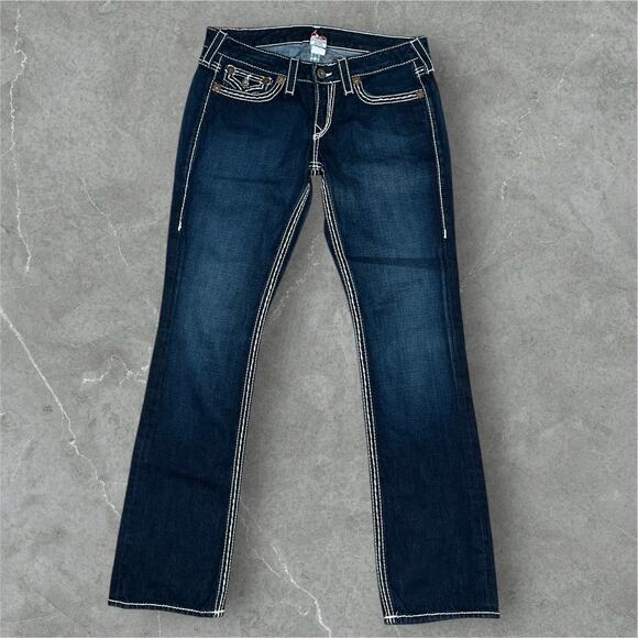 True Religion Billy Big T Womens Jeans Bootcut Lowrise Thick Stitch 32 USA Made - Picture 1 of 11